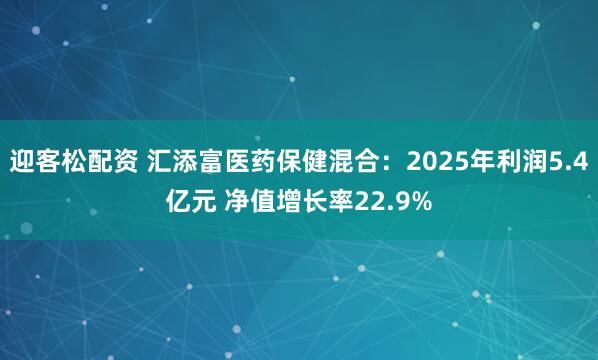 迎客松配资 汇添富医药保健混合：2025年利润5.4亿元 净值增长率22.9%